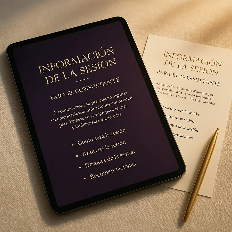 Documento informativo de sesión para el consultante